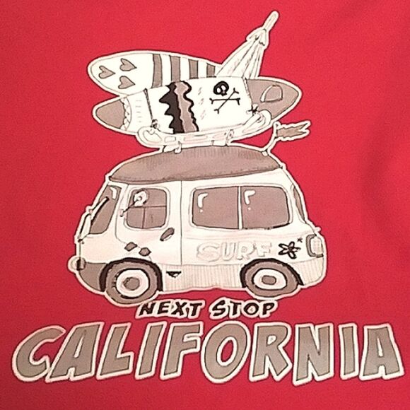 Surf Art Tee Shirt Microbus Surf Boards Next Stop California Unisex 42-44 Chest - Picture 1 of 6